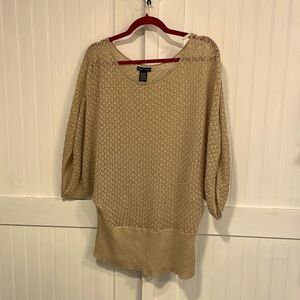 New York & Co shimmery gold tunic/sweater size L